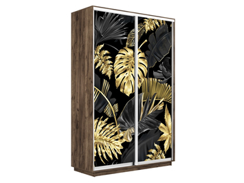 Шкаф-купе Экспресс Люкс 2-х дверный (Фото №1003 Листья золото)