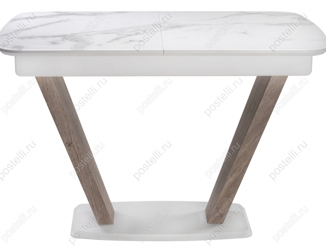 Стол на тумбе Петир дуб с пилением/белая шагрень (Арт 462110)