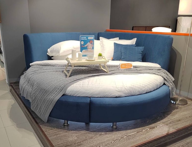 Круглая кровать Luna ткань