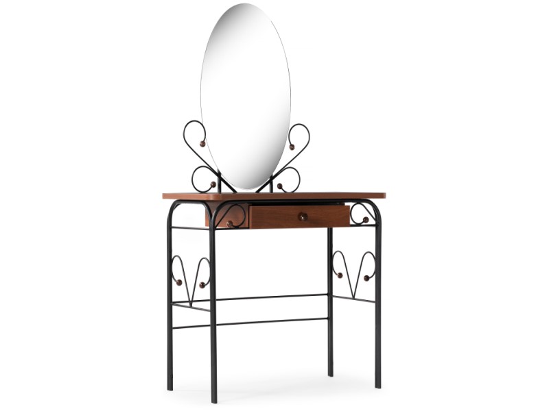 Туалетный столик с зеркалом Клео 3 черный/орех (Арт.446222)