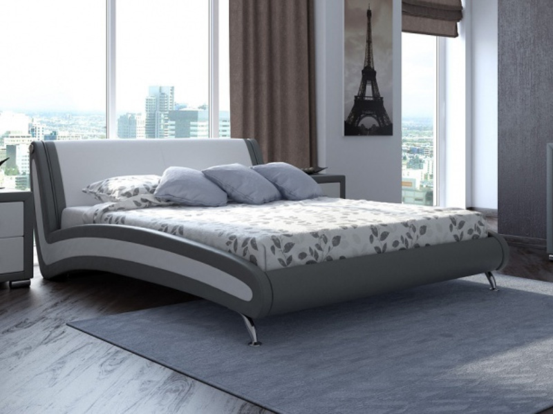 Кровать Corso 2 Lux серый-белый